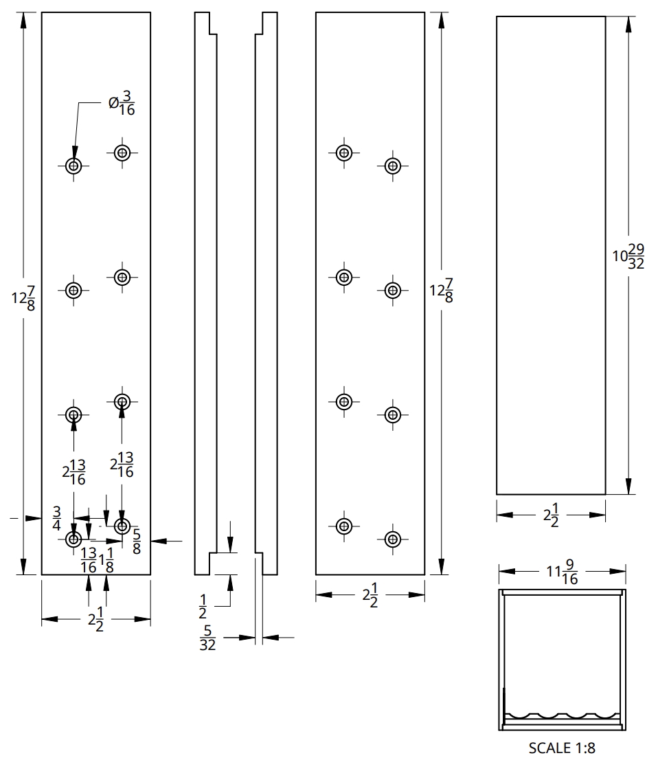 Dimensions for wooden frame.